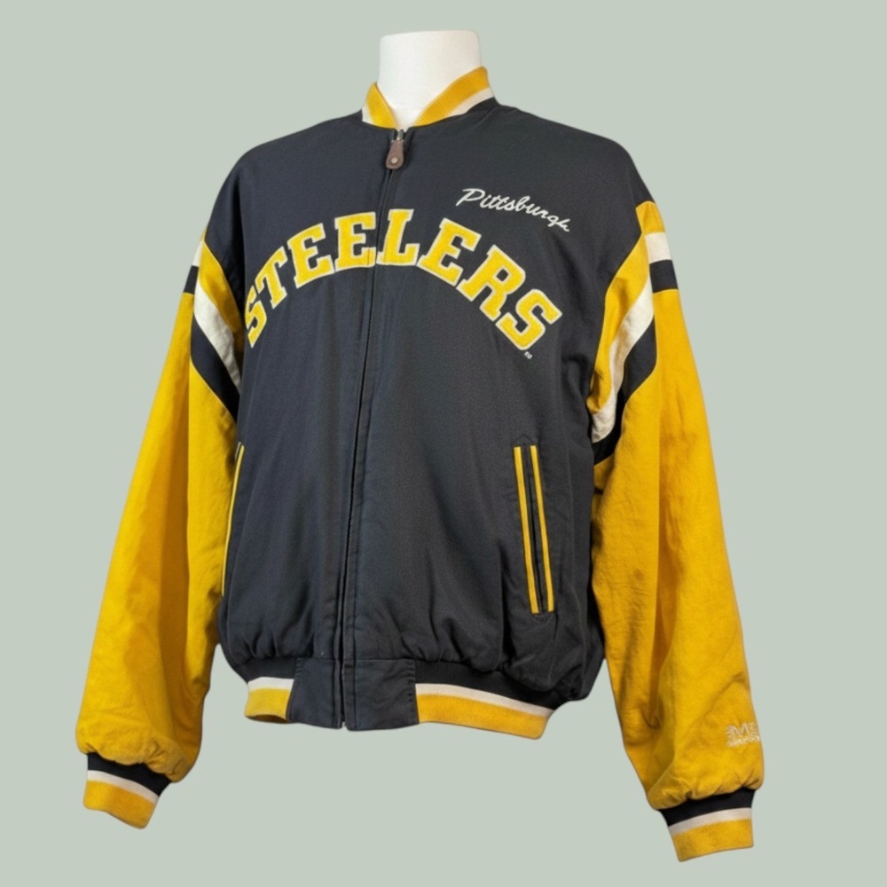 Vintage 90s Pittsburgh Steelers Mirage Throwbacks Bomber Jacket – Men's Medium